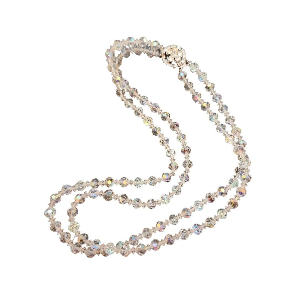 Vintage Double Strand Cut Crystal Necklace (A5073)